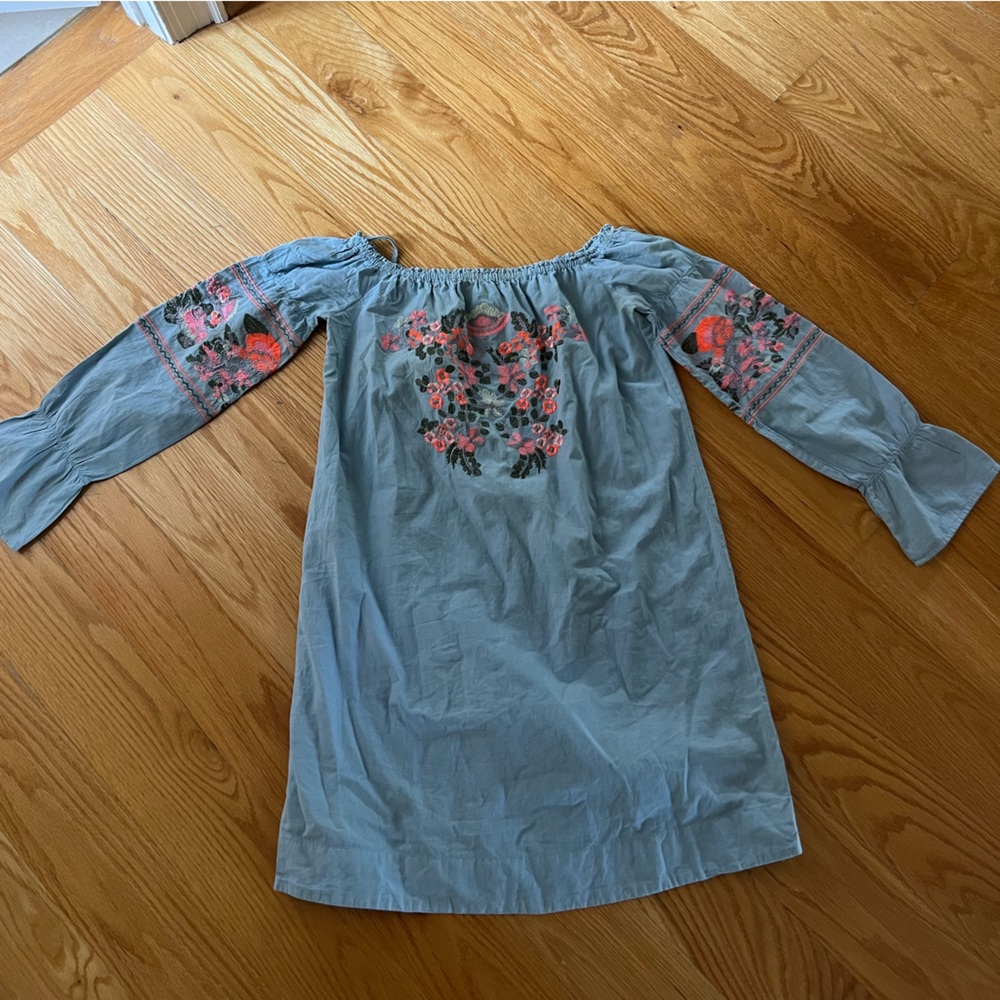 Rebellion Off the Shoulder Blue Floral Dress